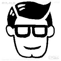 Mini stamp with corner glasses man