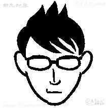 Mini stamp with oval glasses man