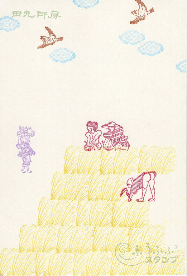 One person harvesting rice